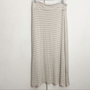 FEMME Tresics horizontal stripe maxi skirt. Soft waistband. Wide flare. M